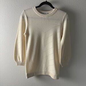 Amour Vert Lightweight Cozy Wool Sweater Ivory 3/4 Sleeves Casual Women’s XS